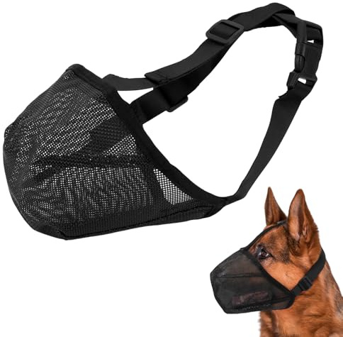 Munkorg för medelstora hundar, andningsbar och justerbar hundmunkorg med nätdesign, för giftbete, säker vid promenader, träning och veterinär (M)