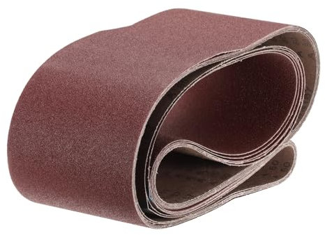 QUARKZMAN 5pcs 6 x 89 Bandas De Lija 80 Granos Óxido De Aluminio Papel De Lija Para Lijadora De Banda Para Pulido Y Molienda De Metal Y Madera, Color Marrón Rojizo