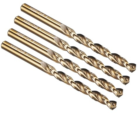 PATIKIL 6mm Drill Bit M42 8% Cobalt HSS 135° Gold Finish 4Pcs | Jobber Straight Shank for Hard Metal High-temperature Titanium Alloy