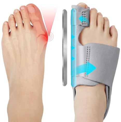 ACWOO Hallux Valgus Korrektur Schiene, 2 Korrektur Schiene und 2x Zehenspreizer, Rutschfester Bunion Zehenspreizer, Korrektur Bandage Socken Bunion Corrector für Damen und Herren（Grau）