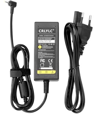 CRLYLC Cavo di ricarica ASUS 40 W 19 V 2,1 A per Asus Eee PC 1001PX 1001PXD 1005HA 1201HA 1201N 1215B 1215N X101 X101CH X101H 1015PED 1015PEM 1015PN 15PW Caricatore per notebook 2,5 * 0,7 mm