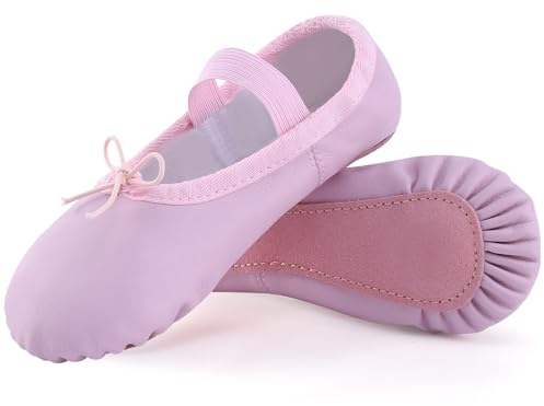ZDQ Scarpette Danza Classica in Pelle Bambina Scarpe da Ballo Donna Ragazze Pilates Yoga Ginnastica Ballerina per Bambini e Adulti Viola 25