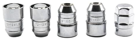 BASPHHH écrou Jante Compatible avec Acura 4 écrous + 1 clé Chrome Verrouillage sécurité Voiture Roue Verrouillage M12x1,5 antivols de Roue Lug