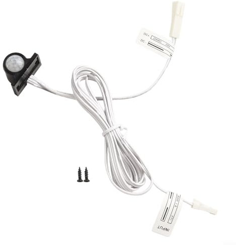 Interruttore con sensore di movimento, CC 12 V, rilevatore automatico a infrarossi PIR, per strisce LED, illuminazione armadio, scale, garage, con ritardo di spegnimento 30 secondi (nero)