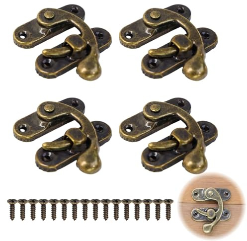 4 ganci antichi con chiusura rapida, stile vintage, con viti, 42 mm x 36 mm