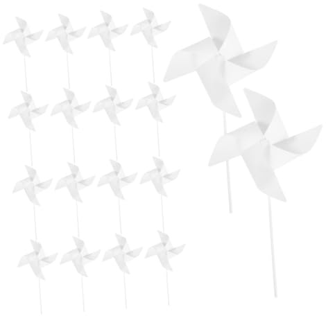 Hohopeti 30pcs Coloring Windmill DIY Pinwheels for Windmill Craft Kits for Paper Pinwheels Homemade Paper DIY Craft White Plastic