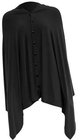 Mikinona Nursing Cover with Adjustable Buttons for Breastfeeding Black Reusable Cotton Nursing Privacy Shawl for Shopping and Outdoor Dining