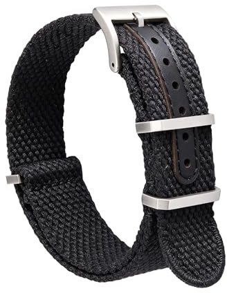 BINLUN Nylon Uhrenarmband 18mm 20mm 22mm 24mm Atmungsaktives Extra Lang Einteilige Canvas Aramband Militär Baumwolle Leinen Uhrenarmbänder mit Edelstahlschließe