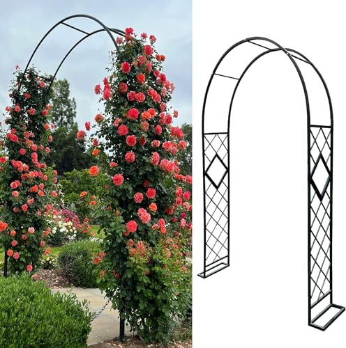 Robust rosbåge i metall – 140 x 230 cm trädgårdsspaljé för klätterväxter och rosor, trädgårdsberså stöd för växter, utomhus grindbåge