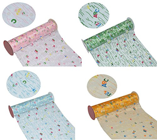 alles-meine.de GmbH 15 m * 29 cm - Deko Stoff zum Schulanfang - BLAU - ideal z.B. Tischdeko zum Schulbeginn - mit Zuckertüten ABC - Tischdecke Chiffon durchsichtig - Creapop Deko..