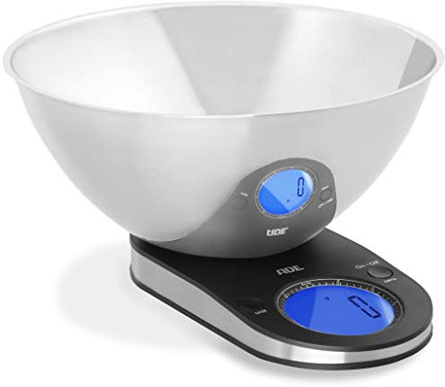 ADE Bilancia da Cucina Digitale con Vasca - Bilancia da Cucina Tosca | Bilancia Elettronica con Vasca Inox Estraibile | 5 kg Acciaio inox
