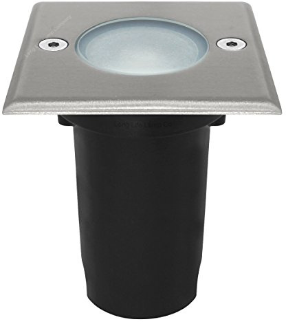 5w LED Outdoor Ground Walkover Light Square Cool White Brushed Chrome Finish Decking Pathway Recessed Uplighter GL03CW