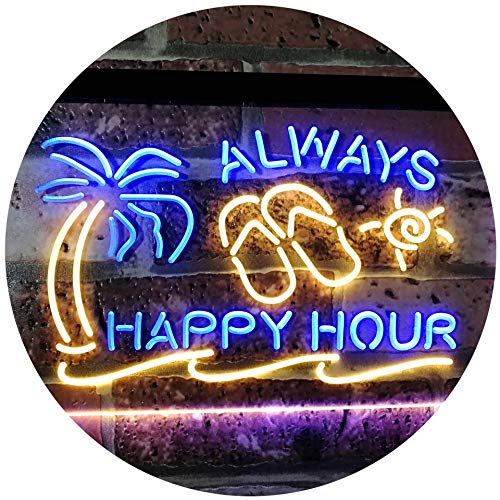 ADVPRO Happy Hour Relax Island Home Bar Décor Dual Color LED Barlicht Neonlicht Lichtwerbung Neon Sign Blau & Gelb 300 x 210mm st6s32-i2530-by