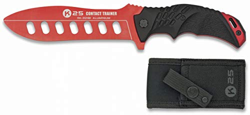 Cuchillo k25 Entrenamiento Aluminio rojo para entrenar artes marciales, dummy, airsoft, paintball, practicar, decoración, 100% seguro K25 32181 + Portabotellas de regalo