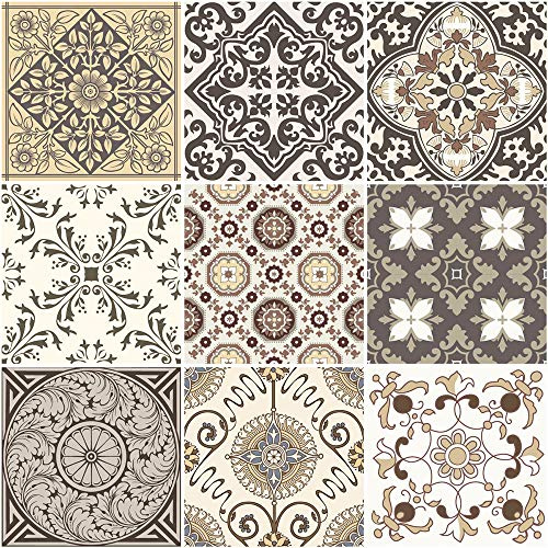 Ambiance Stickers Muraux Carrelage Adhésif, Modele 1, Lot de 9, 20x20 cm | Crédence adhésive pour cuisine, anti-rayure, film adhésif, peel and stick tiles, carrelage adhésif mural cuisine, ciment