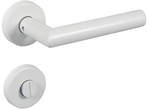 Gedotec set maniglie ferramenta per porta in acciaio inox maniglia per porta bianca opaca porta della camera su rosetta tonda - CHAPO | Toilette - Toilette | Maniglia vintage per porte interne