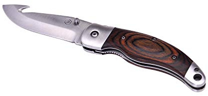 LAGUIOLE - Jagdmesserbox mit schwarzer Ledertasche - Pakka Holzgriff - Klinge 1,5 cm - Edelstahl - braun