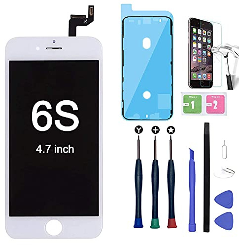 Xlhama Remplacement Écran Complet pour iPhone 6S Blanc avec Outils de Réparation Feuille en Verre Trempé 4.7 Pouces sans Bouton Home