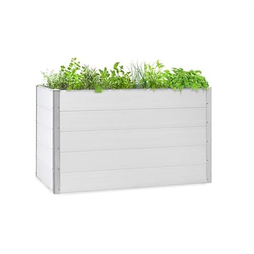 blumfeldt Nova Grow - Bancal, WPC Resistente Intemperie, Protección contra Rayos UV, óxido y heladas, Refuerzos de Aluminio en Las Esquinas, Estética de Madera, 150 x 91 x 100 cm, Blanco