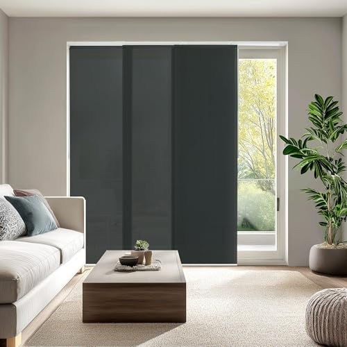 CHICOLOGY Privacy Light Filtering Fabric, Sliding Door Blinds, Room Divider,Vertical Blinds for Patio Doors, Sliding Glass Door Blinds, Ballroom Grey (Light Filtering), W:46-86 x H: Up to-96 inches