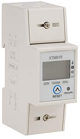Fafeicy XTM015 Compteur électrique sur rail DIN, 220V 10 (40) A Compteur électrique numérique monophasé 2 fils 2P sur rail DIN, pour mesurer la consommation d'énergie active, précision de classe