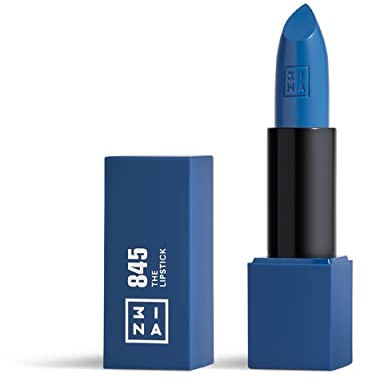3INA MAKEUP - The Lipstick 845 - Blau Matte Lippenstift - Matt Lippen-Stift mit Vitamin E und Shea Butter- Langanhaltender Hochpigmentiert Creme - Vanille-Duft - Vegan - Cruelty Free