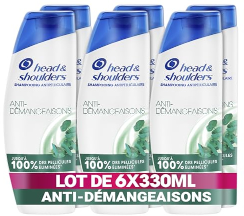Head & Shoulders Anti-démangeaisons Shampoing Antipelliculaire 6x330ml; Usage Quotidien; Jusqu'à 100% des Pellicules Éliminées, Cliniquement Prouvé; Tous Types de Cheveux et de Cuir Chevelu