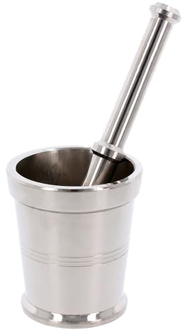 Pestle And Mortar Set Stainless Steel Mini Spice Herb Grinder Bowl Hand Crusher Khal Basta Dasta Seasonings Pastes Pill Mash Grinding For Fresh Pesto Guacamole Dressing Garlic Coffee Beans (Size 2)