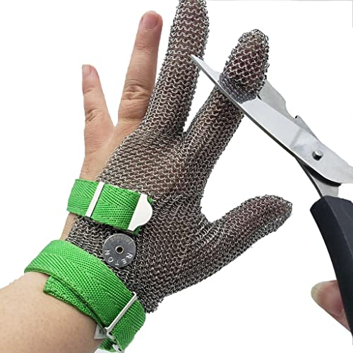 Gant Anti Coupure Gants résistants à la Coupure de 9e année, Gants de Fil d'acier en métal Lourd à Trois Doigts, for réparations, Cuisines, tronçonneuses (Size : 2pcs/XS)