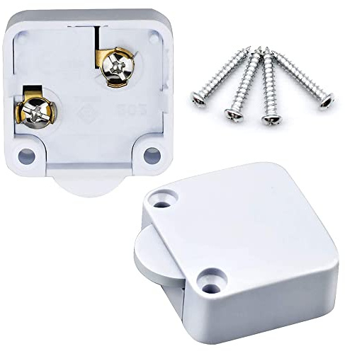 OMIGA 2 Pezzi Interruttore Dell'armadio Interruttore Sfioramento Push Porta | Interruttores 2A/250V Interruttore Luce Armadio con 4 Viti per Il Vino Iibrerie Schedari Pensili ( Bianco)