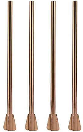 Hoshen Set di 4 cannucce in acciaio inox da 20,5 cm, spessore in metallo, con cannucce a punta a spirale, per frullati, bevande (oro rosa)