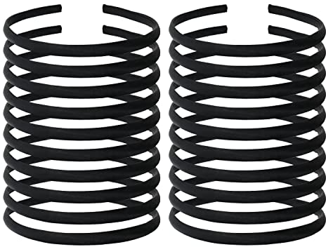 Haarreif für Damen, schwarz, einfarbig, blanko, Satin, Stoff, bedeckt, schmal, dünn, hart, schwarz, Kunststoff, Haarband, elastisch, Haarreif, Halter, Verschluss, Tiara, Krone, Kopfschmuck, Zubehör,