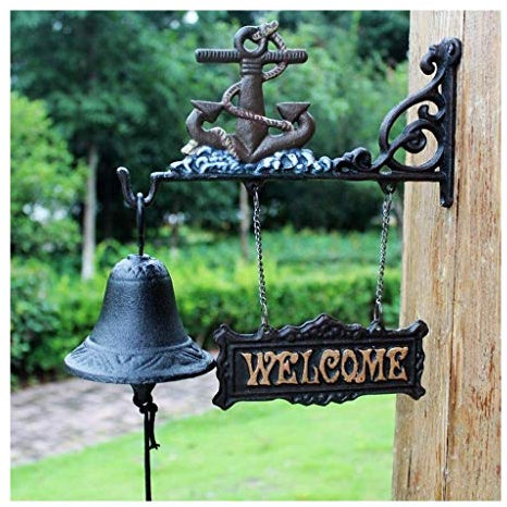 Heavy Duty Cast Iron Wall Bell cast iron doorbell Cast Iron Bell - Welcome Entry Door Bell, Antique Doorbell Decoration, Front Door, Interior, Exterior Decor