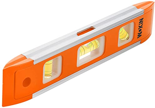 ebuyerfix Wokin Mini niveau à bulle industriel pratique et robuste avec 3 tubes verticaux, horizontaux et fioles à 45 degrés et base magnétique 22,5 cm