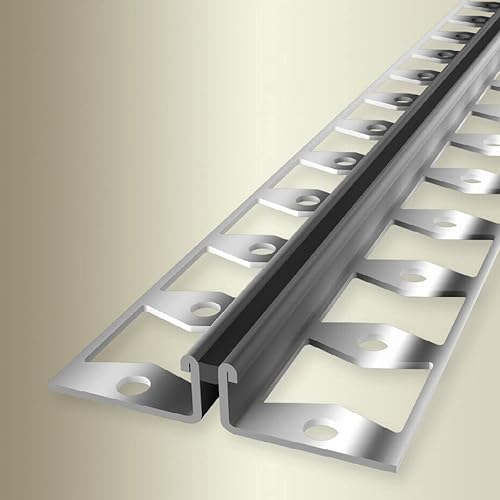 PROVISTON | Dehnfugenprofil | Breite: 51 mm | Höhe: 10.3 mm | Länge: 2500 mm | Edelstahl Poliert | Doppel-K Stanzung | Silikonfuge | Schwarz | Geschlossen Gestanzt