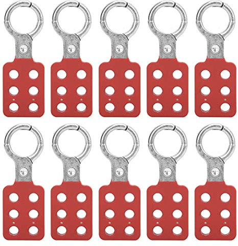 10Pcs Moraillon de consignation, Moraillon de consignation pour cadenas d'isolation avec 6 trous verrouillage, Moraillon de sécurité pour dispositifs consignation, 1 de diamètre intérieur mâchoire