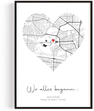 GiveSmiles Wo alles begann Koordinaten Poster – Geschenke für Frauen Bild | Personalisierte Geschenke für Frauen – Ideal als Jahrestag Geschenk für Ihn & Sie – Minimalisticher Stil Partner Geschenke