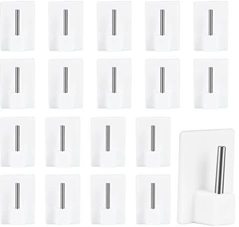 KOSHIFU 20 Pezzi Ganci Adesivi per Tende Tendine Ganci Decorativi per Finestra Gancio Autoadesivo per Bastone Supporto Adesivo per Bacchette per Tendine Autoadesivi Senza Trapano Uso Domestico