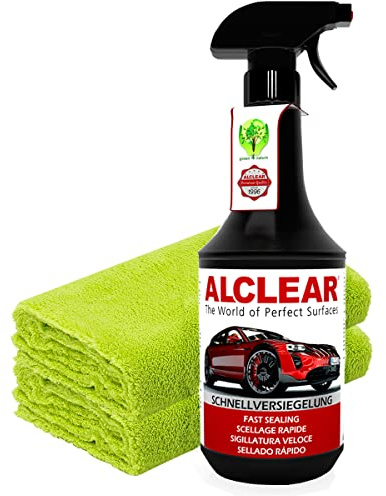 Lack Versiegelung Bundle - ALCLEAR 71100SV Schnellversiegelung 1L + 2x Detailmate Edgeless Superflausch Mikrofaser Poliertuch 550GSM