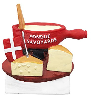 Aimant de réfrigérateur 3D souvenir de voyage pour fondue au fromage Savoie Suisse Savoie Décoration magnétique peinte à la main