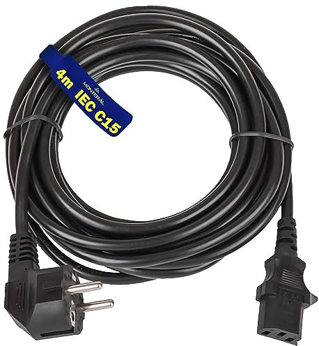 Cavo Alimentazione 4m - Spina Schuko e IEC C15 - Cavo Alimentatore 3x1 mm - per Polti Vaporetto - Garanzia di 10 Anni - MONTERAL