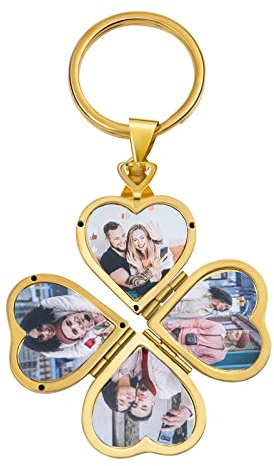 Jeweidea Personnalisé Photos Porte-clés pour Femmes Hommes Gravure 2/4 Coeur Photos Porte-clés pour Amis Maman Papa Couples Anniversaire Anniversaire Cadeaux Saint Valentin