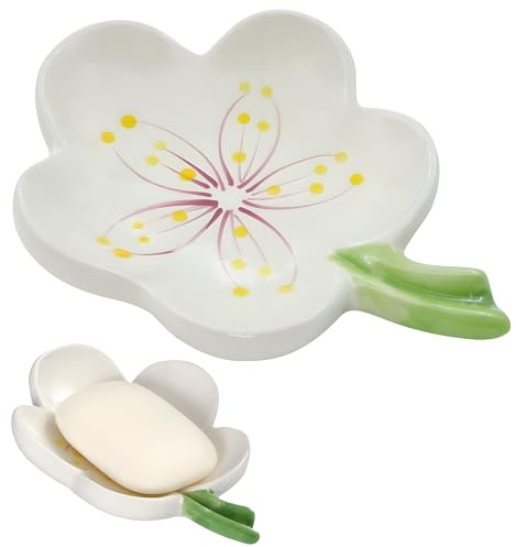 HuaLiSiJi Jabonera Cerámica Jaboneras para Baño Cerámica,Uso Sostenible de La Caja de Jabón, Adecuado para Todos Los Tamaños Comunes de Jabón Sólido (Blanco)