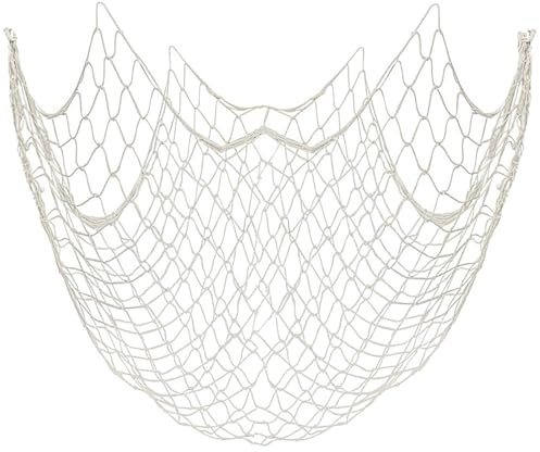 DIAONIAN Rete da Pesca Decorativa,Rete da Pesca Cucita a Mano,Rete da Pesca Decorazione da Parete,Decorazioni In Stile Marittimo,Per Feste,Matrimoni,Casa,Fotografia,1 * 2M (Bianco)