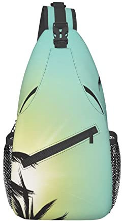 934 Crossbody Bag Damen Moderner Miami Beach Sun-Druck Multipurpose Crossbag Verstellbarer,Polyester Brusttasche Für Radfahren Outdoorsport Sportlich