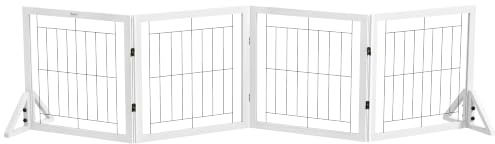 PawHut Recinto di sicurezza per cani Recinto pieghevole in legno per animali domestici a 4 pannelli - dim. 280 x 44 x 70 cm bianco