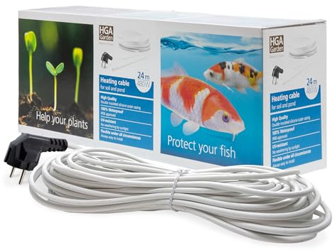 VIALIA Frostschutz Heizkabel 24m, 480W Teichheizung für Teiche 15-20 m³ | Eisfreihalter schützt Fische & Pflanzen, 100% wasserdicht nach IP68, Ideal für Teich, Filter & Wasserläufe