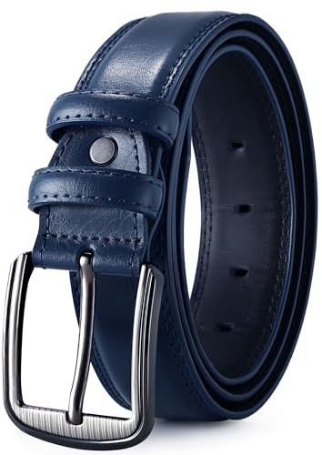 GSG SINCE 1998 Klassischer Ledergürtel für Herren - 37mm breit Gürtel Herren Leder Für Business und formelle Anlässe Gürtel für Männer Ledergürtel in Geschenkbox Navy blau 40-44 inch