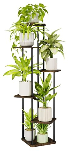 Bamworld Tall Plant Stand Indoor, 6 Tier Metal Plant Shelf for Multiple Plants, Corner Tiered Flower Stand for Patio Garden Balcony Living Room Bedroom(6 Tier)