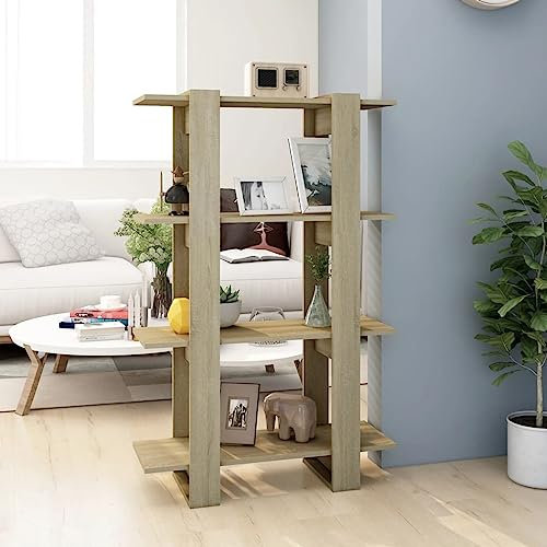 AJSEOYBS Frei stehender Bücherturm,küchen regalBücherregal/Raumteiler Sonoma-Eiche 80x30x123,5 cmGeeignet für Schlafzimmer, Arbeitszimmer, Wohnzimmer, Büro, Empfangsraum